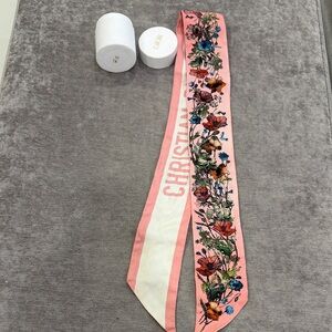 Dior Pink and White Floral Women's Scarf